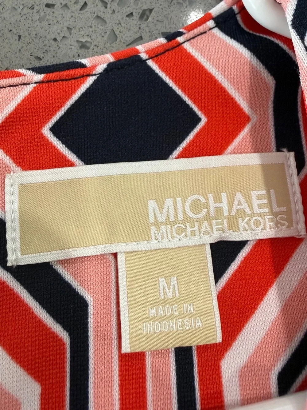 Michael Kors Red & Navy Geometric Sleeveless Top